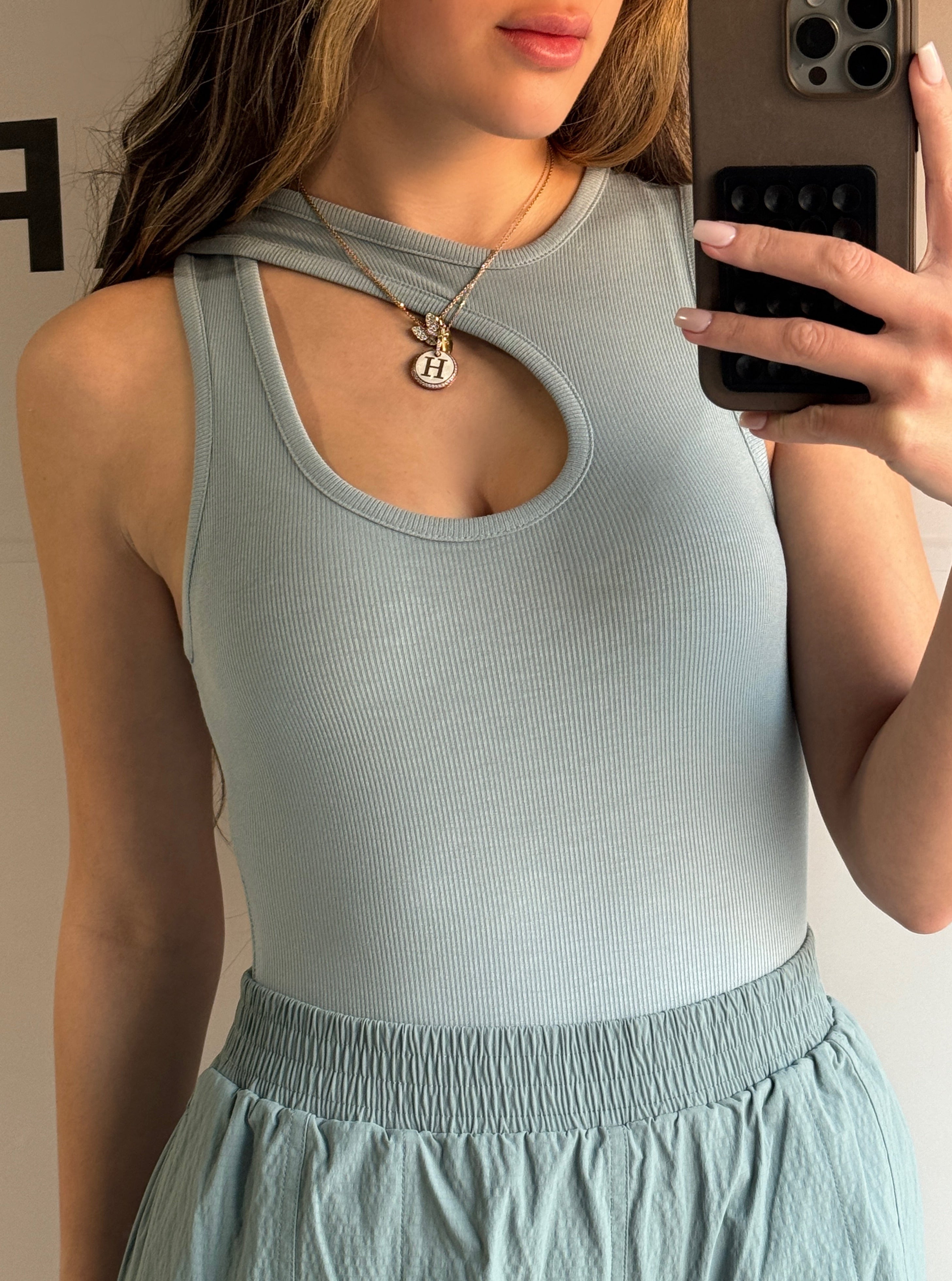 Cut-Out Bodysuit - Blue