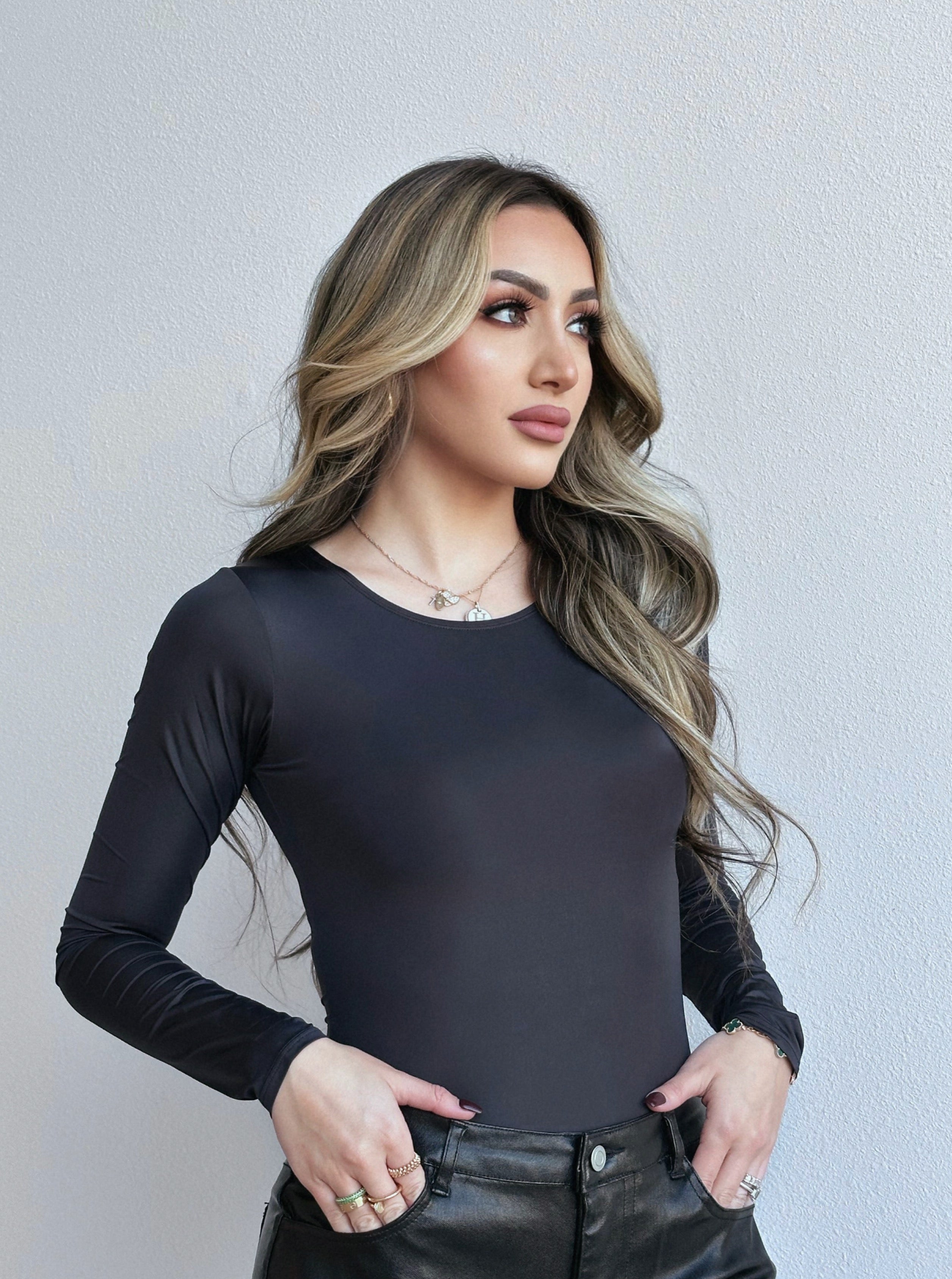 Long Sleeve Bodysuit - Black