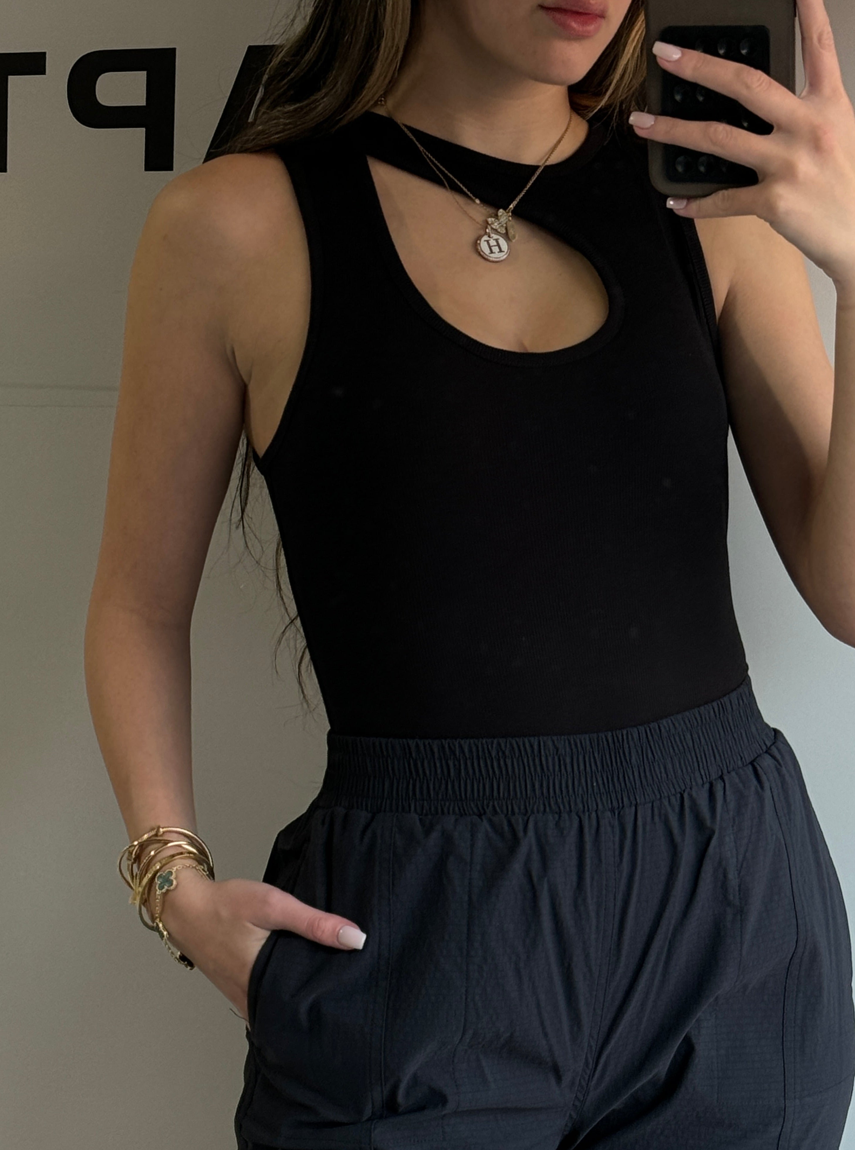 Cut-Out Bodysuit - Black