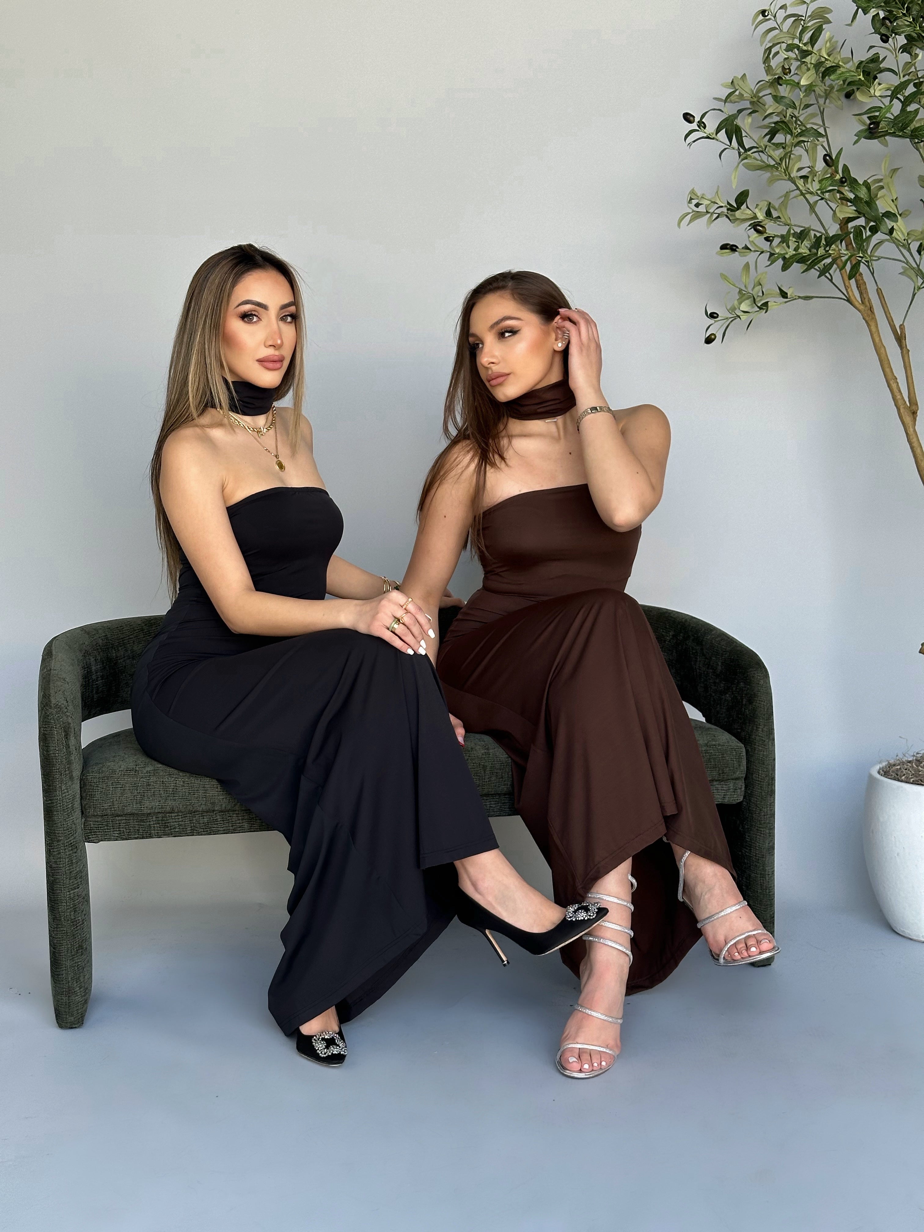 Turtleneck Dress - Brown