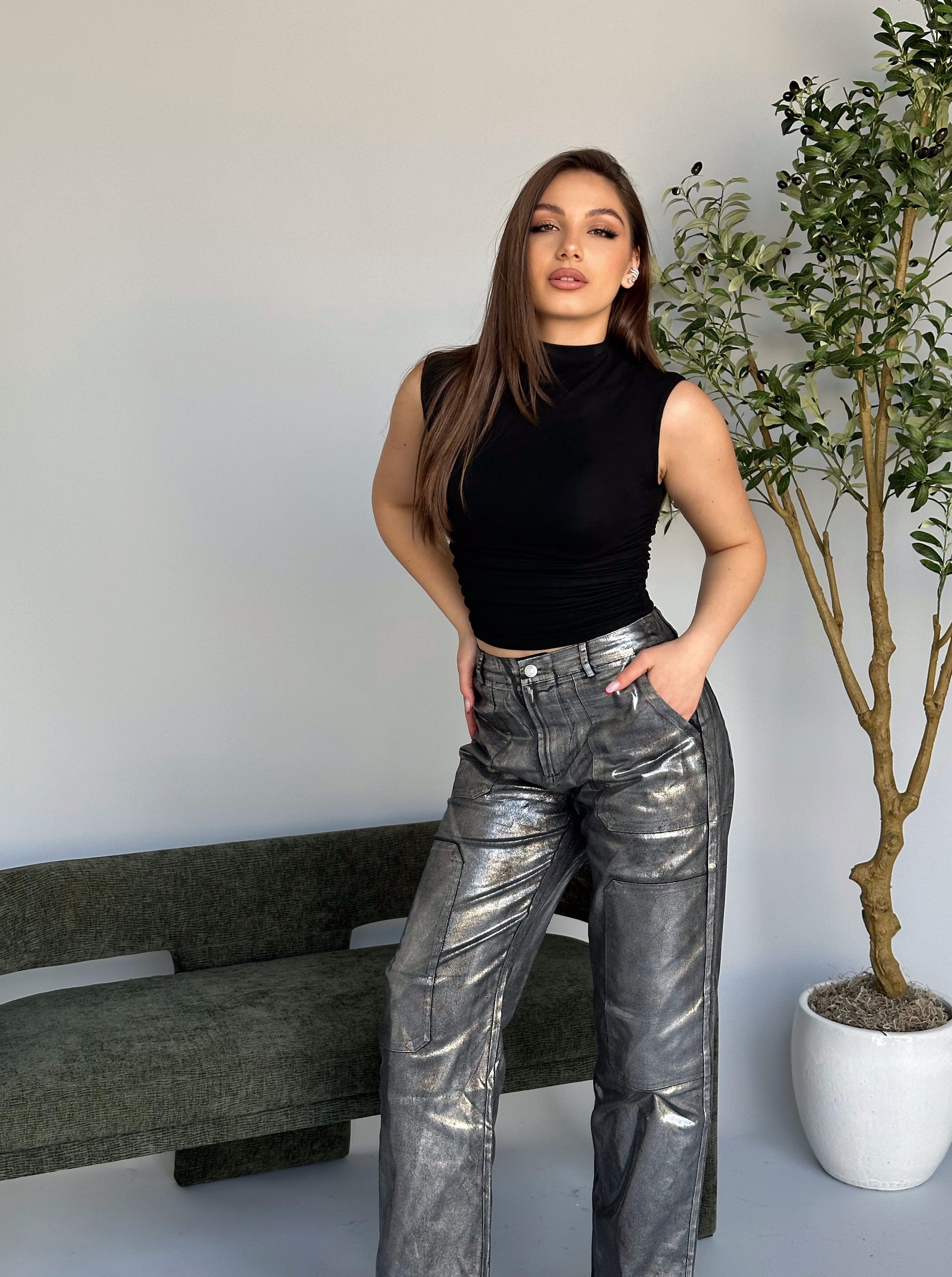 Metallic Detail Pants