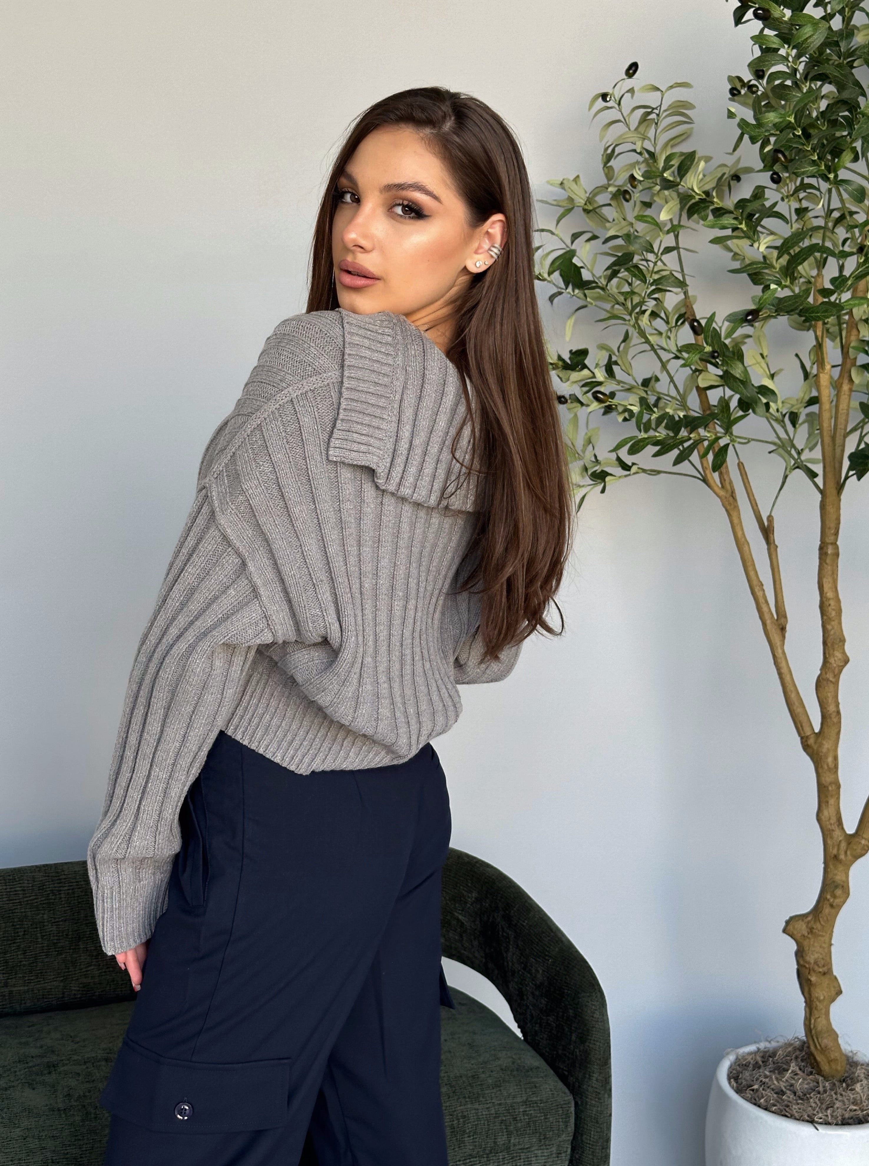 Grey Collared Sweater
