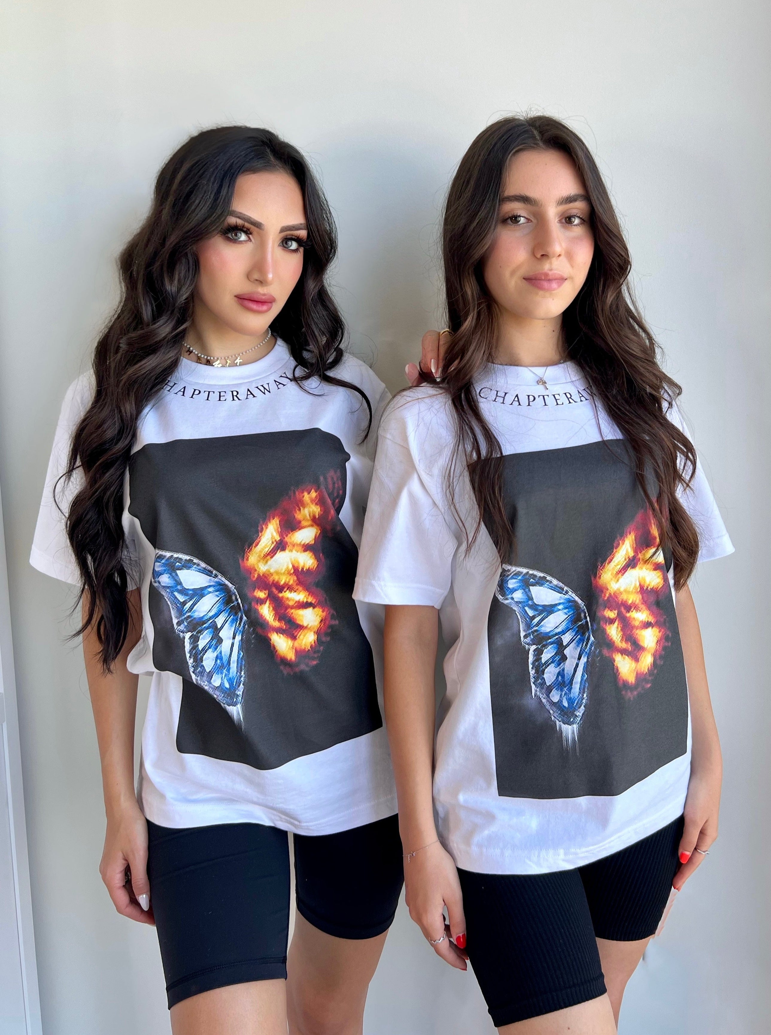 "FIRE+ICE" White Butterfly T-shirt