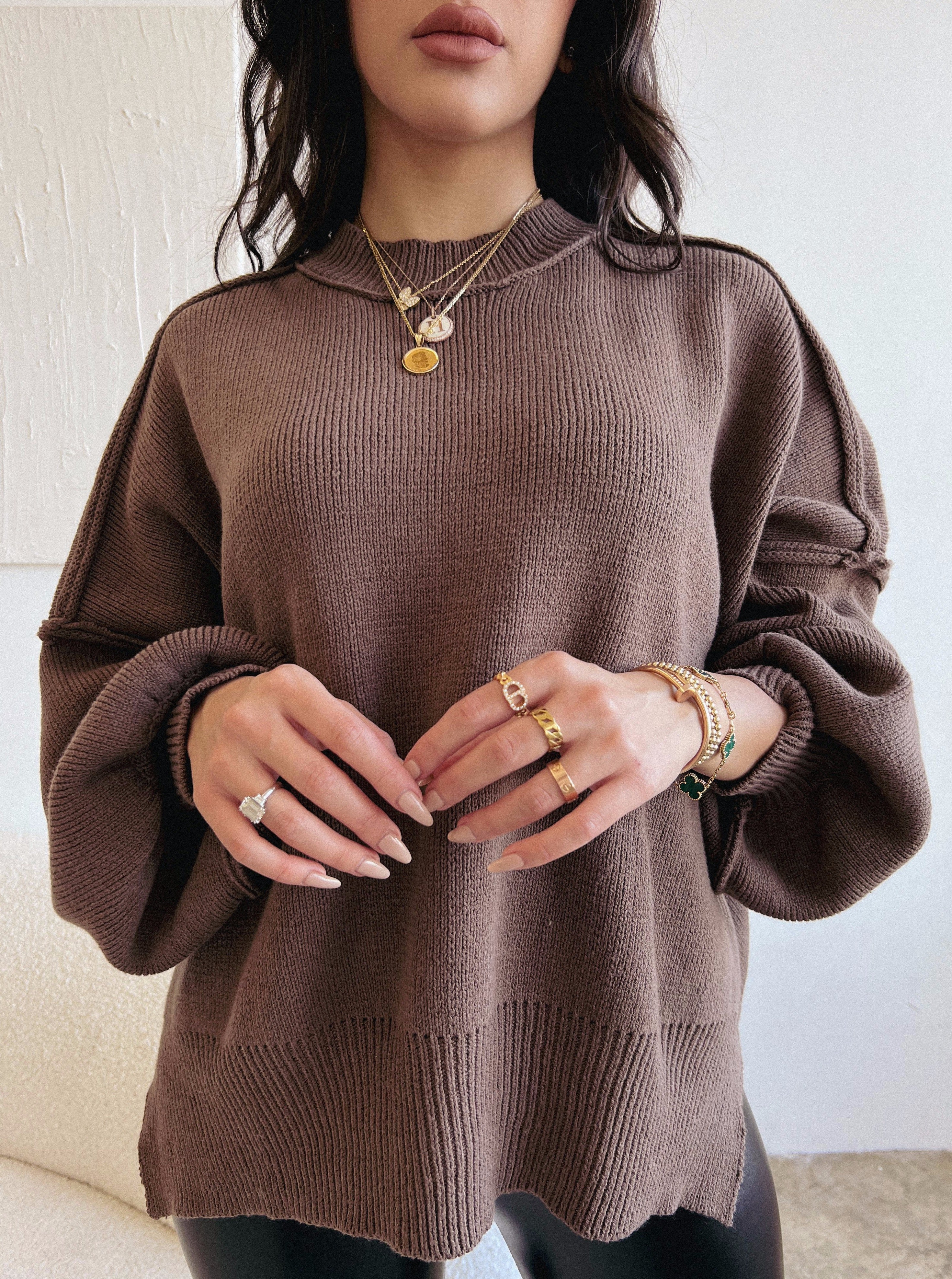 "DELILAH" Brown Knitted Sweater